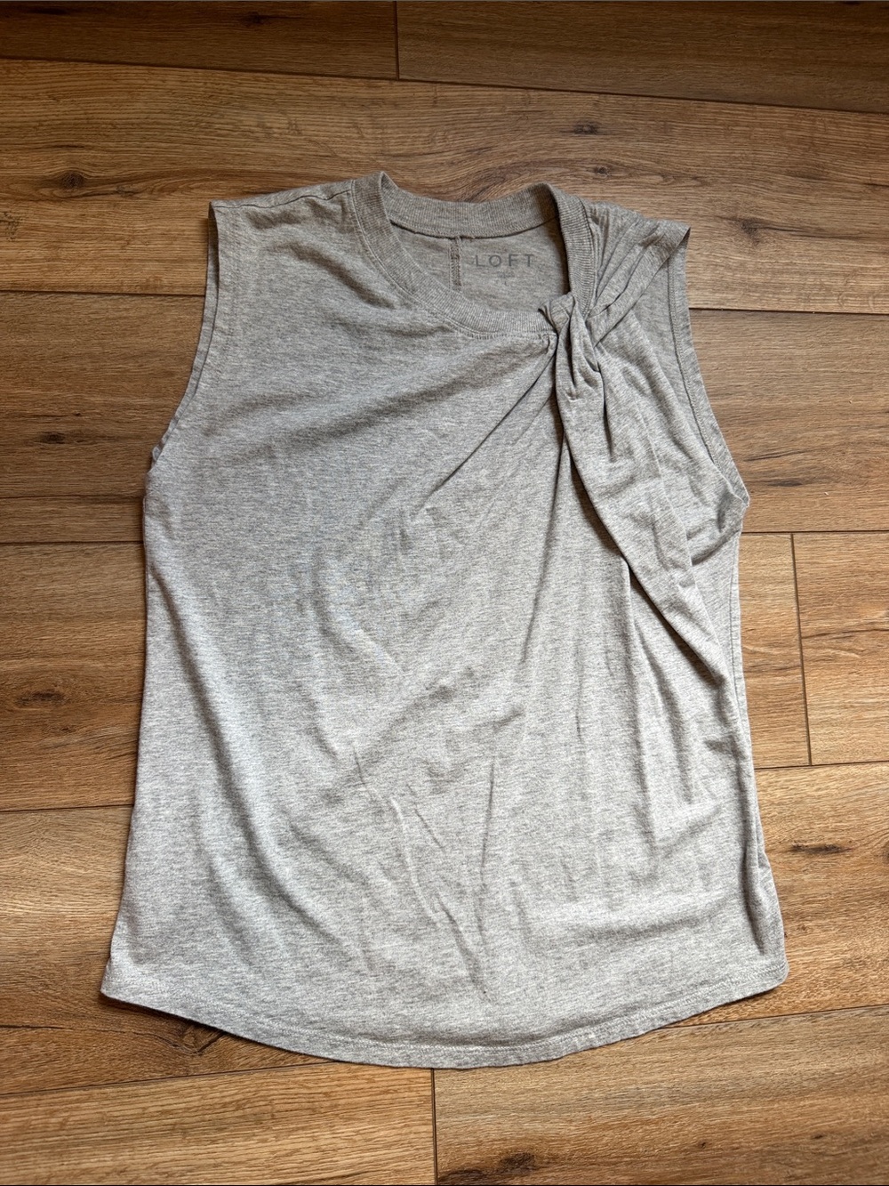 LOFT Twist-Knot Sleeveless Top in Light Gray Heather